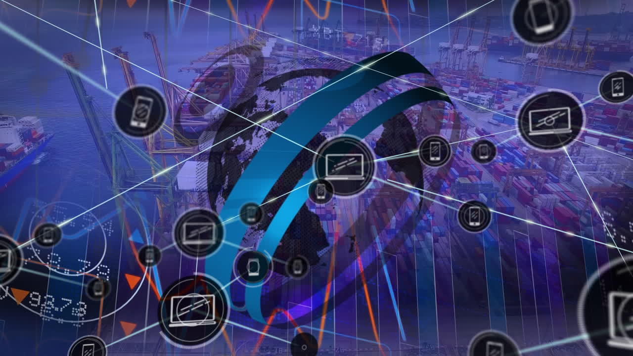 전 세계와 도시 풍경에 대한 연결 네트워크의 애니메이션