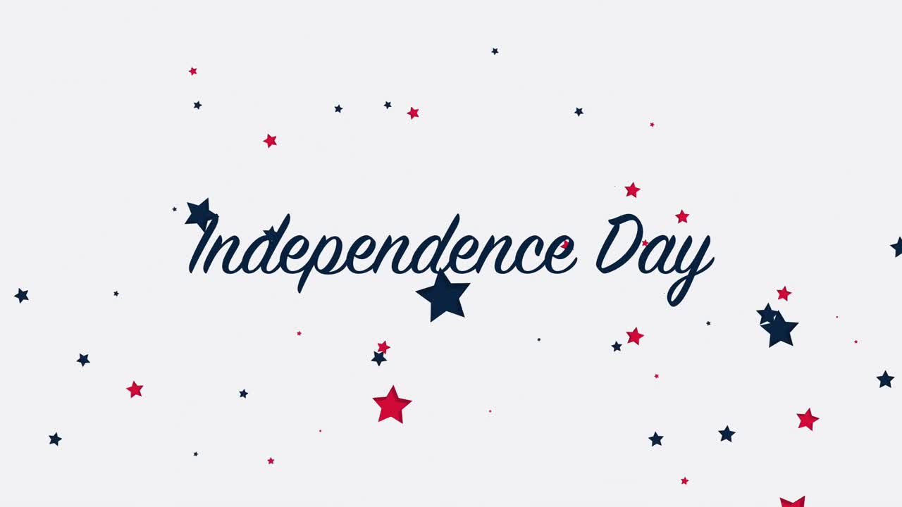 Animated closeup text Independence Day on holiday background 3