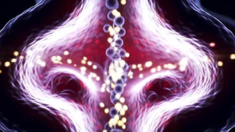 mesmerizing abstract visualization of chemical interactions: a dynamic display of energetic particles and fluid patterns in brilliant colors