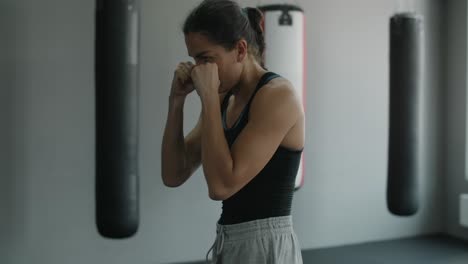 female boxer training