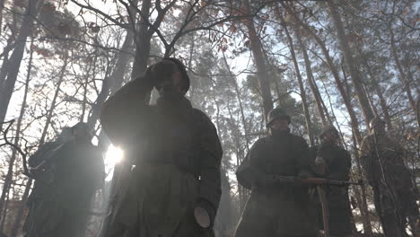 german soldiers in the forest during winter war