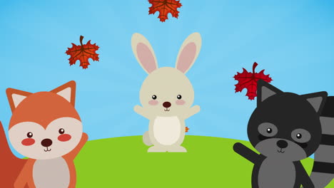 feliz celebración de acción de gracias con pequeños animales