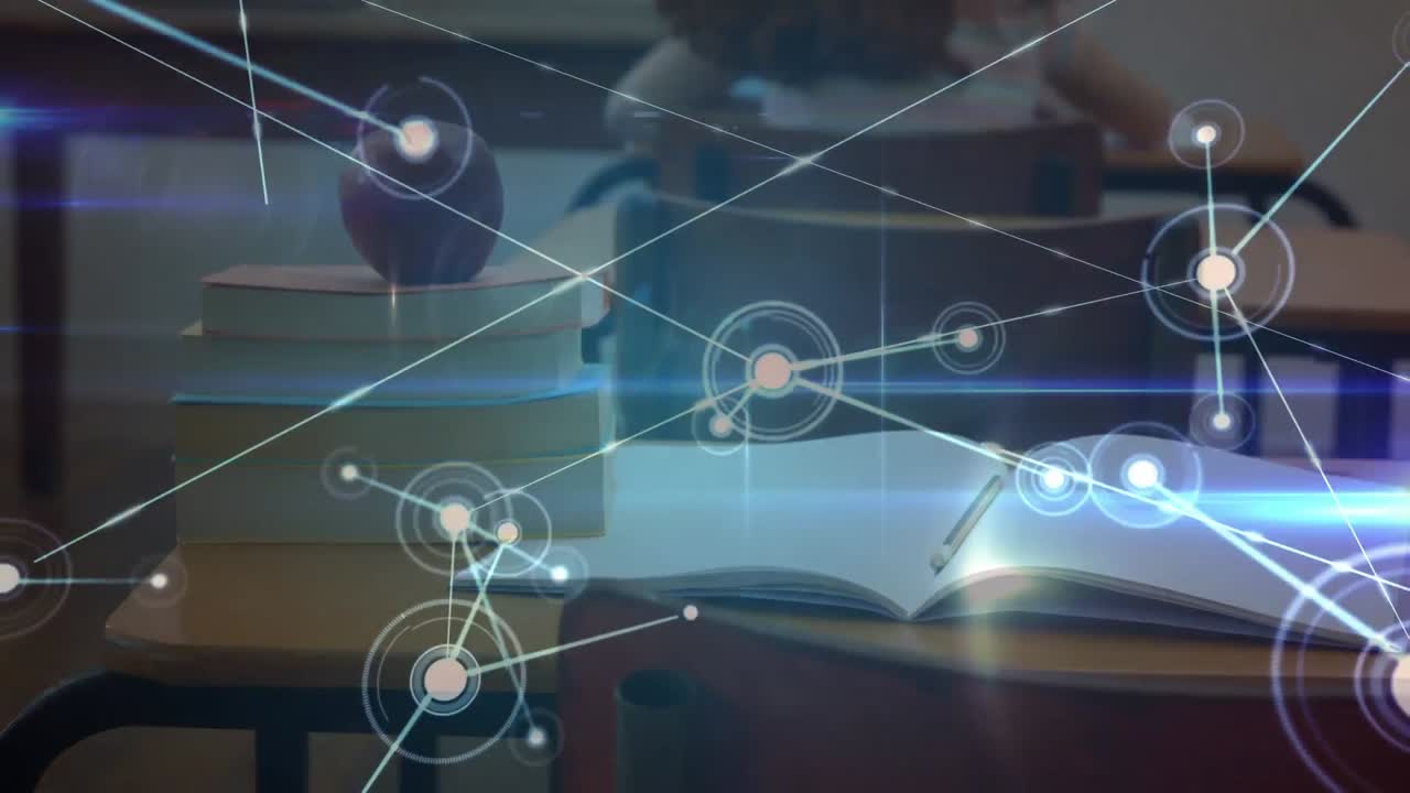 배경에서 데이터 처리를 통해 교실의 애니메이션