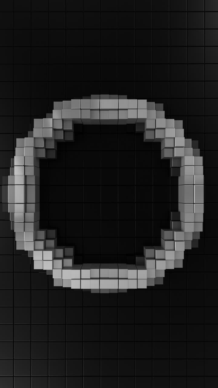 Gray Minimal Glowing Vertical Ring Seamless Abstract 3D Loop. 3D rendering