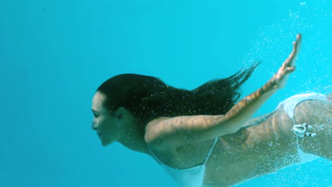 attractive woman swimming in the water