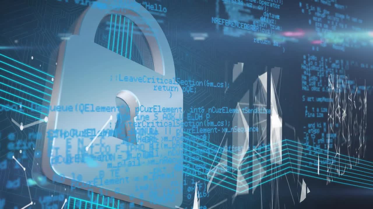 animación del candado de seguridad en línea con procesamiento de datos en segundo plano