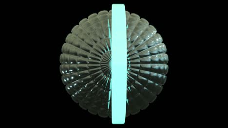 giro de una bola geométrica futurista construida a partir de cuadrados con canal alfa. órbita de neón moviéndose alrededor de la esfera. patrón sin costuras.