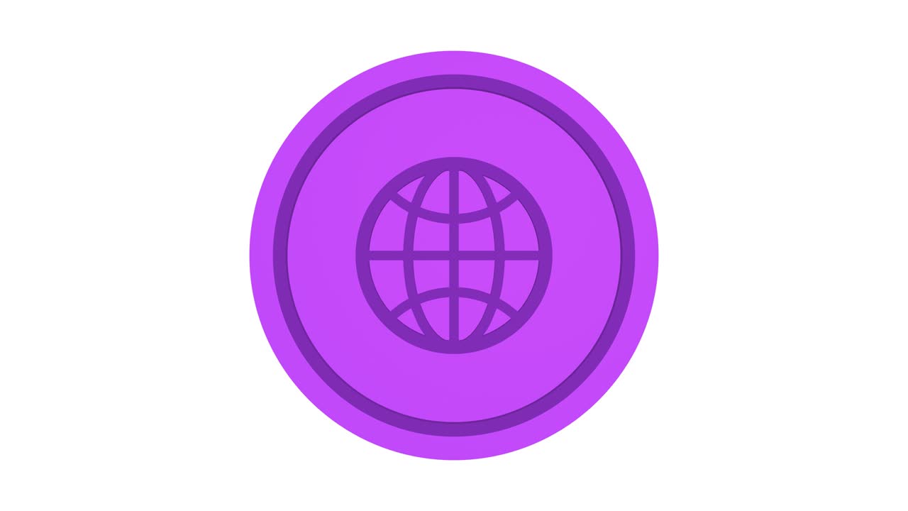 Planet Earth 3d icon. Purple color. Alpha channel