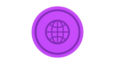 planet earth 3d icon. purple color. alpha channel