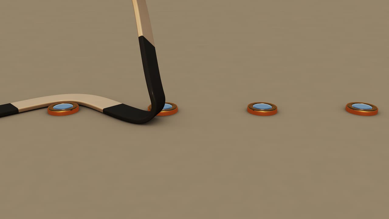 animación 3d de gráficos abstractos. un objeto largo cayendo desde arriba, alrededor de un objeto redondo. disparo lateral.