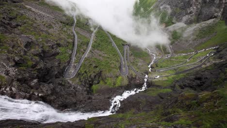 Troll&#039;s Path Trollstigen or Trollstigveien winding mountain road.