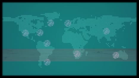 Animation-Des-Netzwerks-Von-Verbindungen-über-Der-Weltkarte