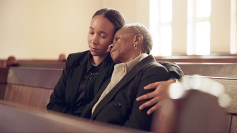 funeral, sad and woman with senior mother