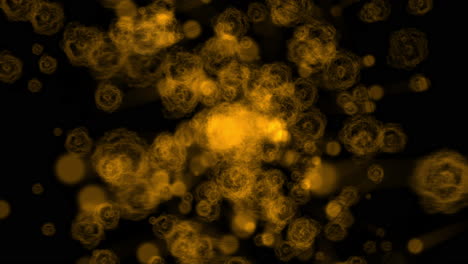 explosión particular brillante con ondas de choque circulares oscuras que giran y se desvanecen