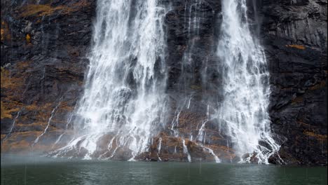 seven sisters waterfall in norway with rainfall