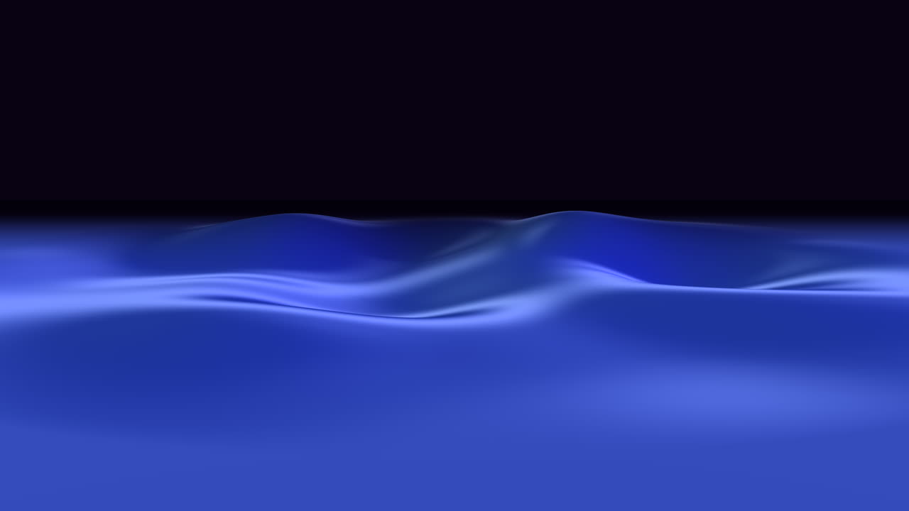 Abstract blue ocean surface waves with smooth ripples on dark background