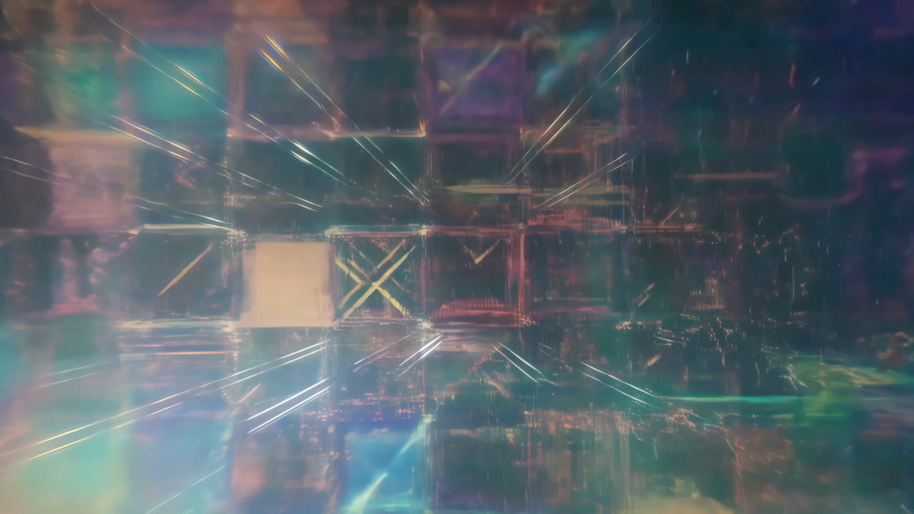 Abstract Digital Grid with Light Streaks