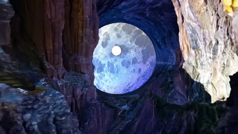 a moonlit cave