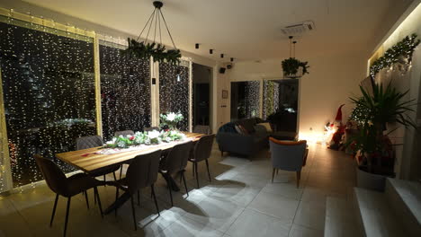 dining and living room with christmas decorations