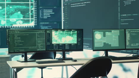 centro de operaciones cibernéticas vacío para hacking gubernamental y detección de amenazas