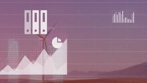 animación del icono de la nube y procesamiento de datos sobre la turbina eólica