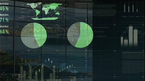 Animation-of-financial-data-processing-over-cityscape-and-windows