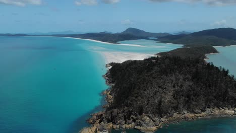 epic pullback of whitehaven beach near the great barrier reef, qld australia, drone aerial pulllback