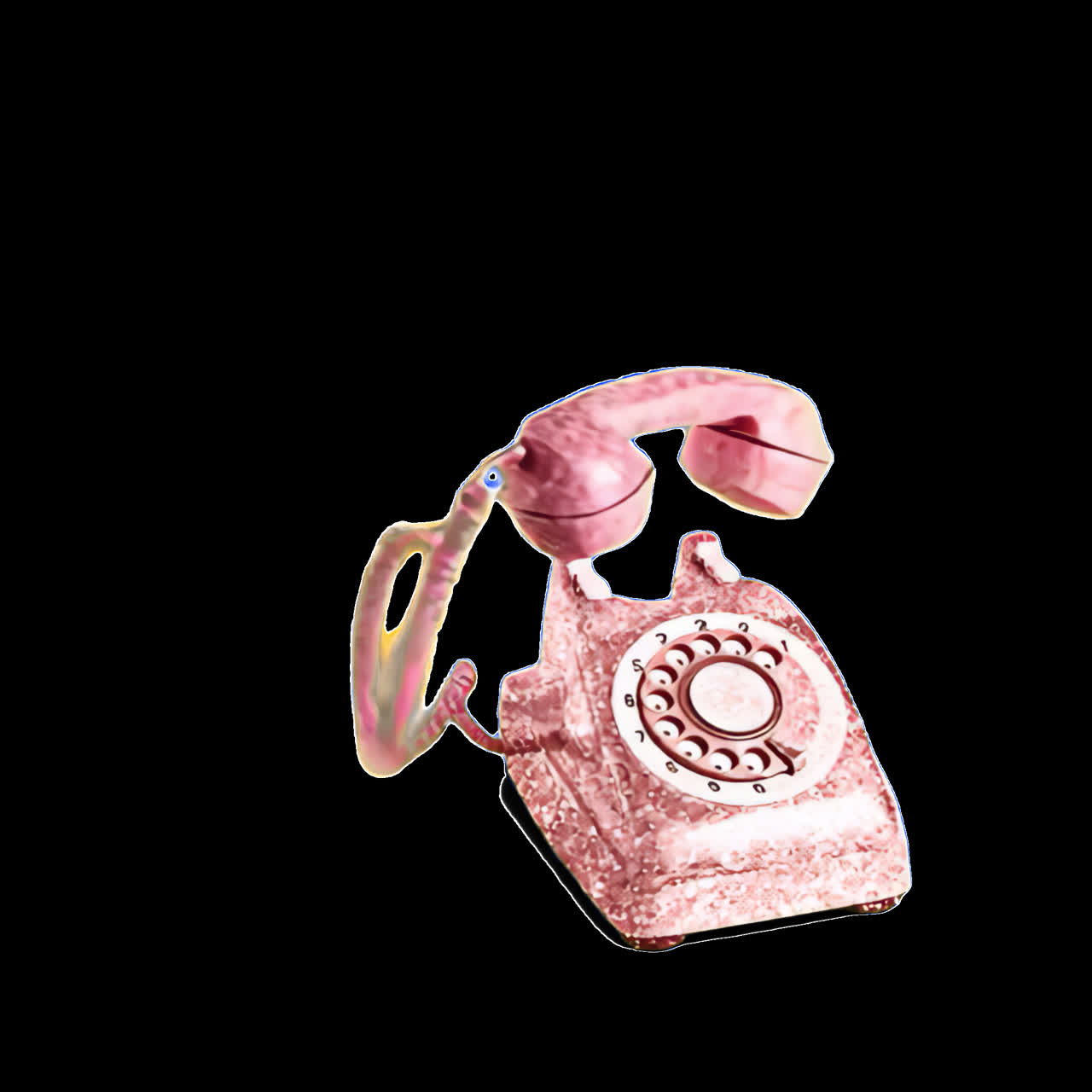 Illustrazione telefono a rotella rosa vintage