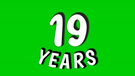 19 years digit animation motion graphics on green screen