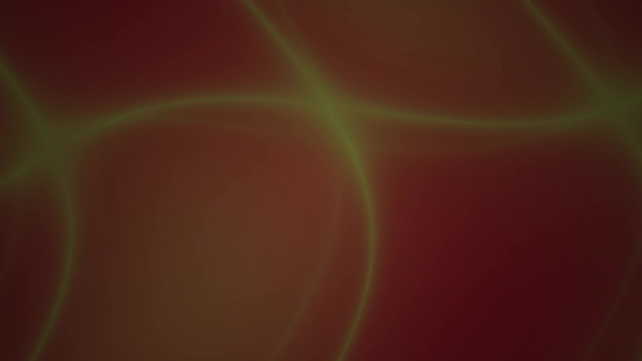 Movimento Fluido di Linee Verdi Luminose su Sfondo Rosso Scuro