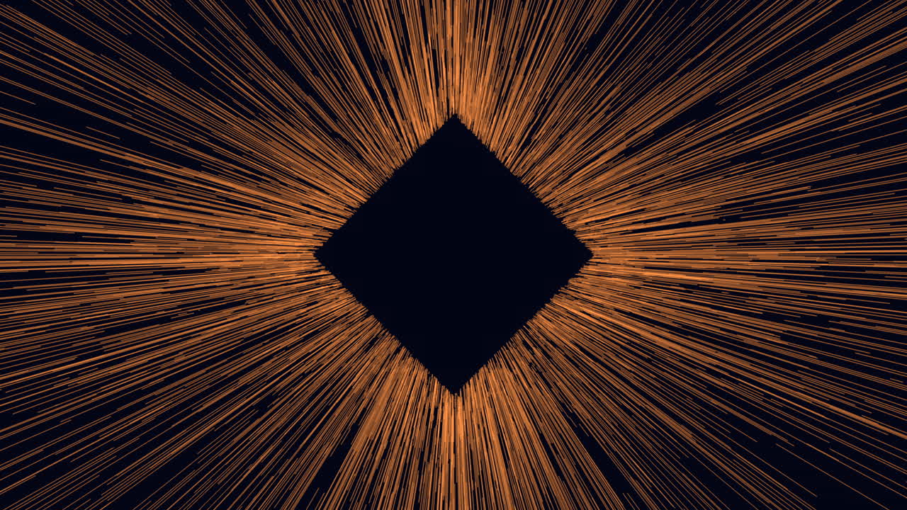 A striking monochrome photo of a diamond shape with vibrant orange lines radiating outward from its center, creating a dynamic and visually captivating composition