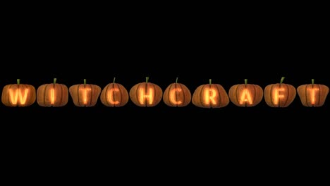 carved pumpkin letters  forming the text witchcraft