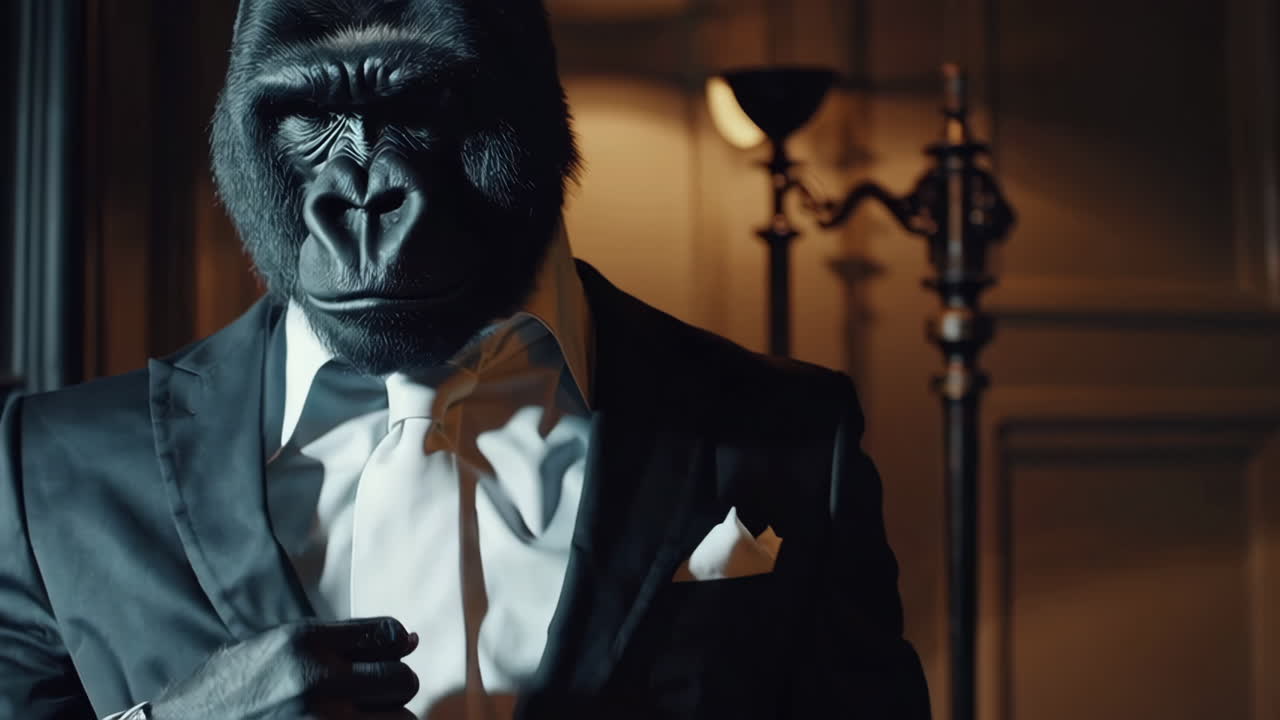 un gorila con un traje