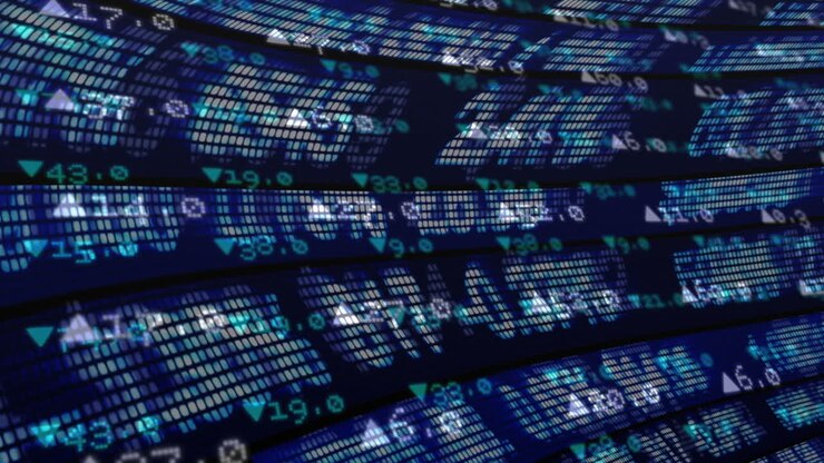 Dati del mercato azionario su sfondo scuro