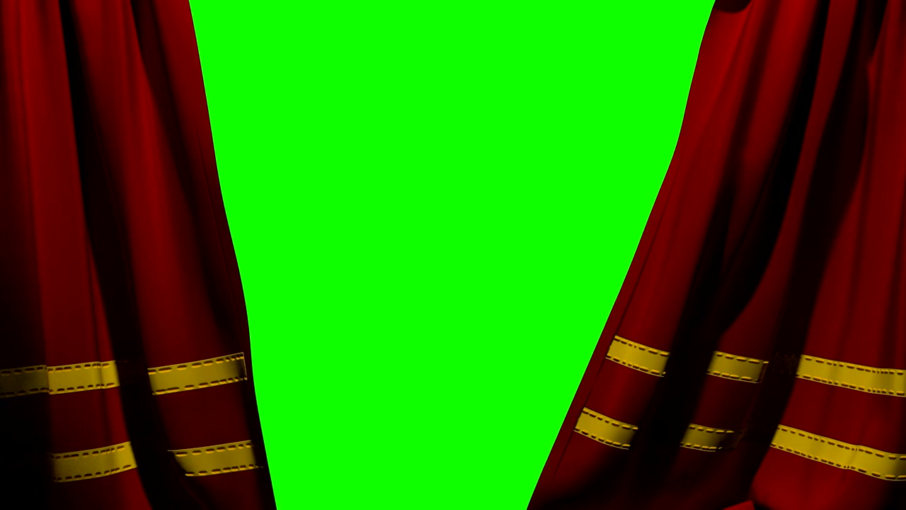 Tende che si aprono e si chiudono, palcoscenico, teatro, cinema, green screen 4K