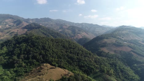 AERIAL-Mountain-Views-Of-Devastating-Deforestation,-Northern-Thailand