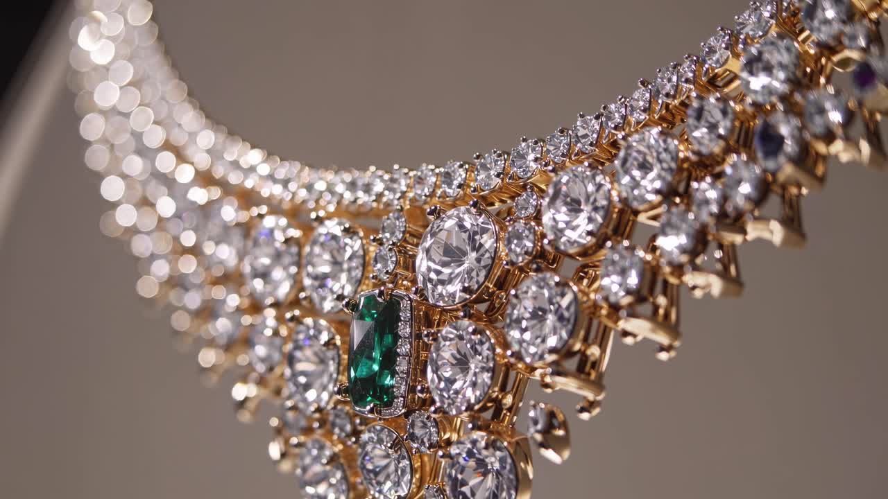 Elegante collana di diamanti con dettagli in oro e diamanti scintillanti.