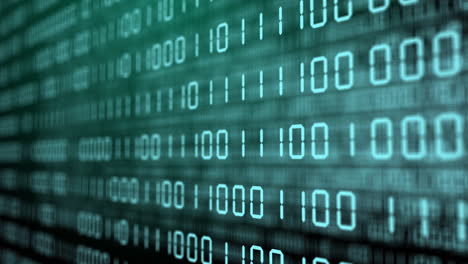 green background with changing binary code. blurred numbers of zeros and ones on virtual screens. abstract motion graphics. technical environment programming,