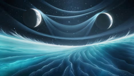 ethereal cosmic landscape with celestial bodies