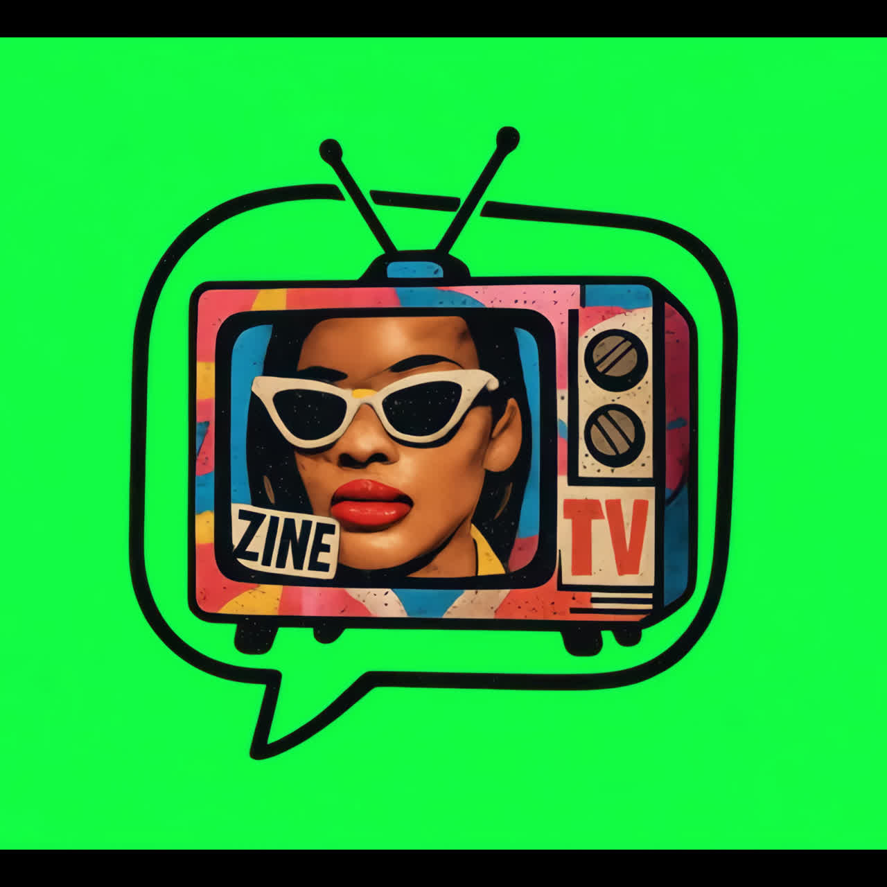 Retro pop-tv-illustration, animeret isoleret aktiv, transparent 4K-video, alfakanal