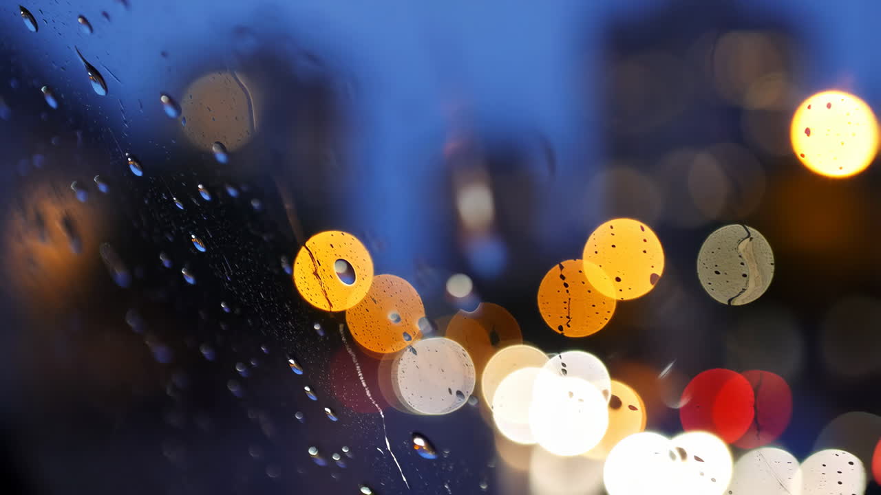 Rainy Night City Lights Bokeh
