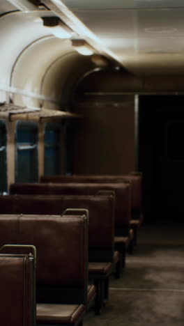 empty train car with brown leather seats