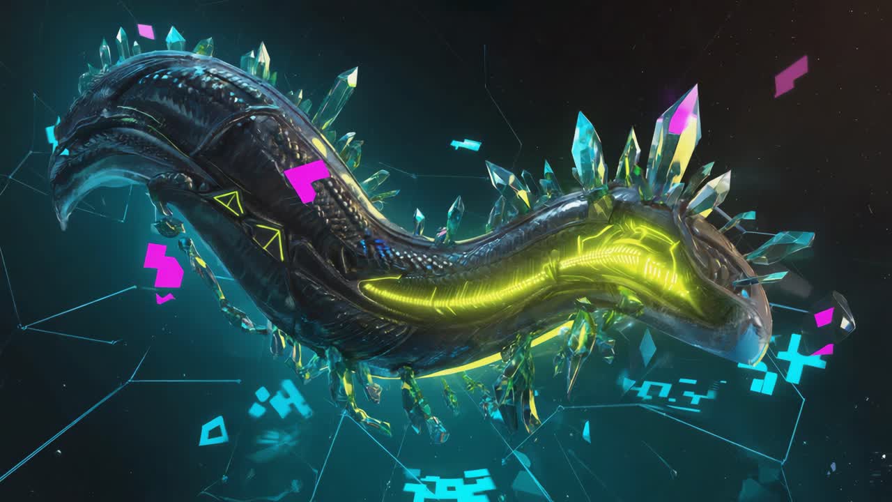 Abstract Glowing Neon Crystal Creature