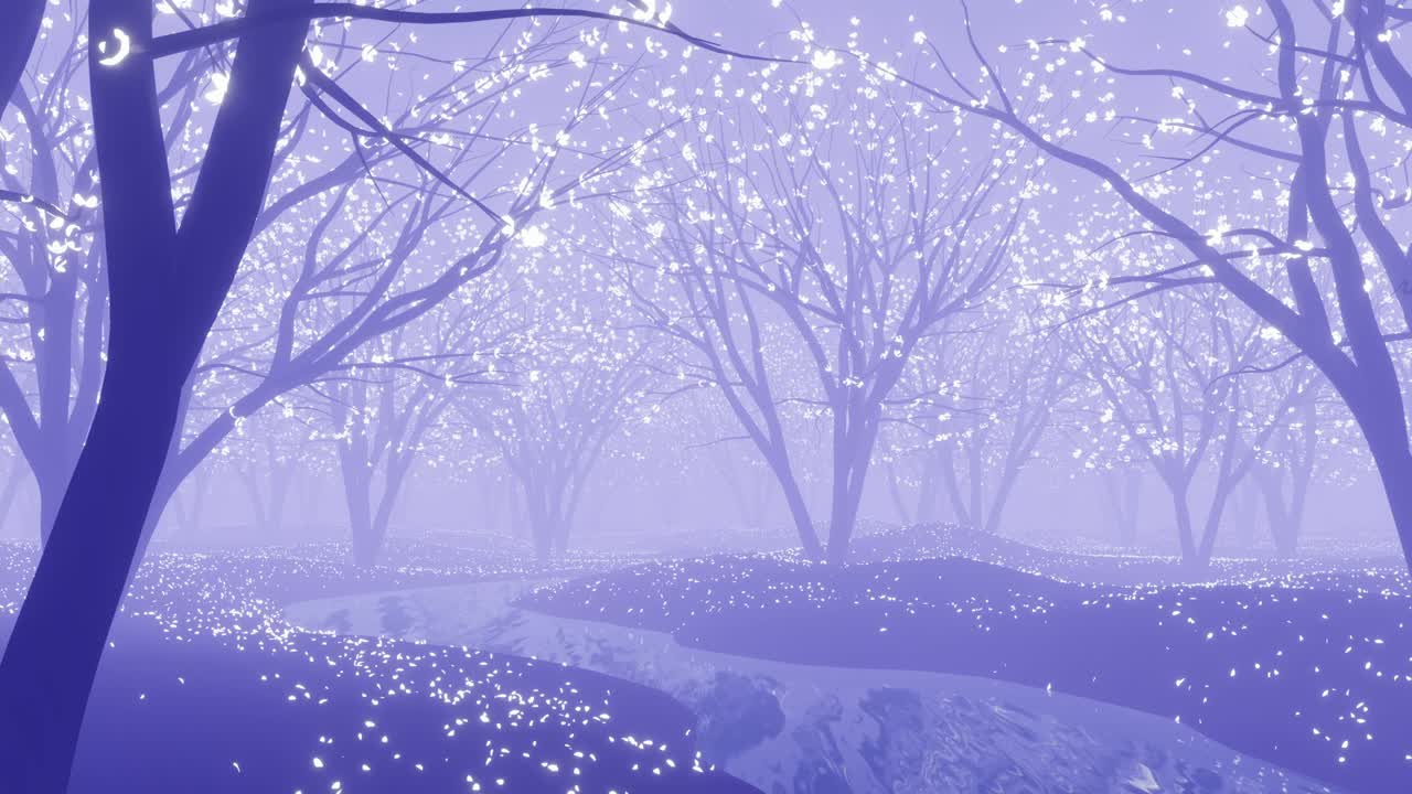 사쿠라 꽃잎이 떨어지는 정원 배경 3d 렌더링