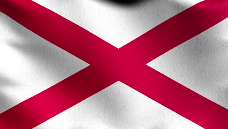 bucle sin costura 4k vdo. bandera de san patrick saltire cruz roja o alabama. ilustración de renderización 3d del símbolo del signo ondulante.
