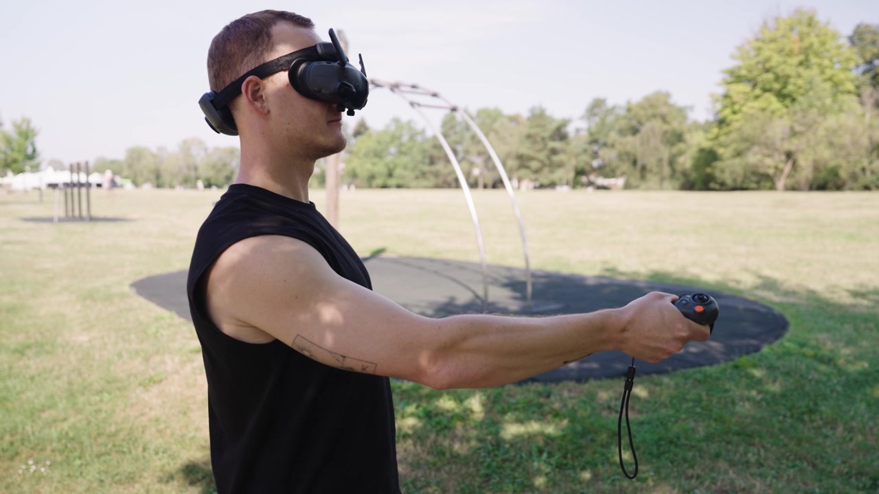 Drone pilot use immersive motion control to fly aircraft, Czech Republic