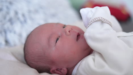 close up small cute newborn baby. little newborn baby sleeping. childhood concept