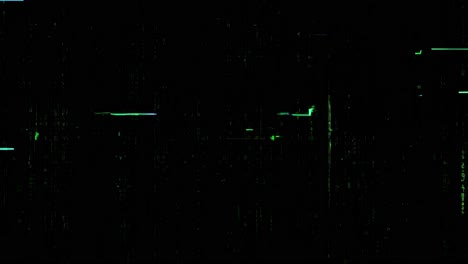a digital matrix-style video effect with green code patterns and a horizontal light beam