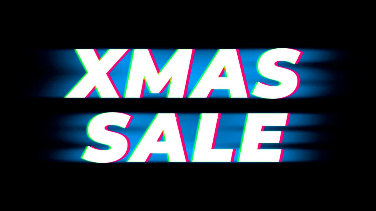 Xmas Sale Text Vintage Glitch Effect Promotion.