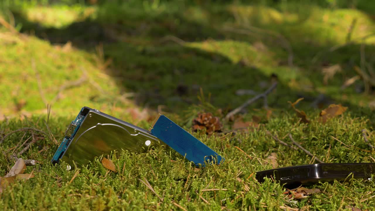 ssd, 이끼에 있는 하드 디스크의 움직이는 측면 확대 보기